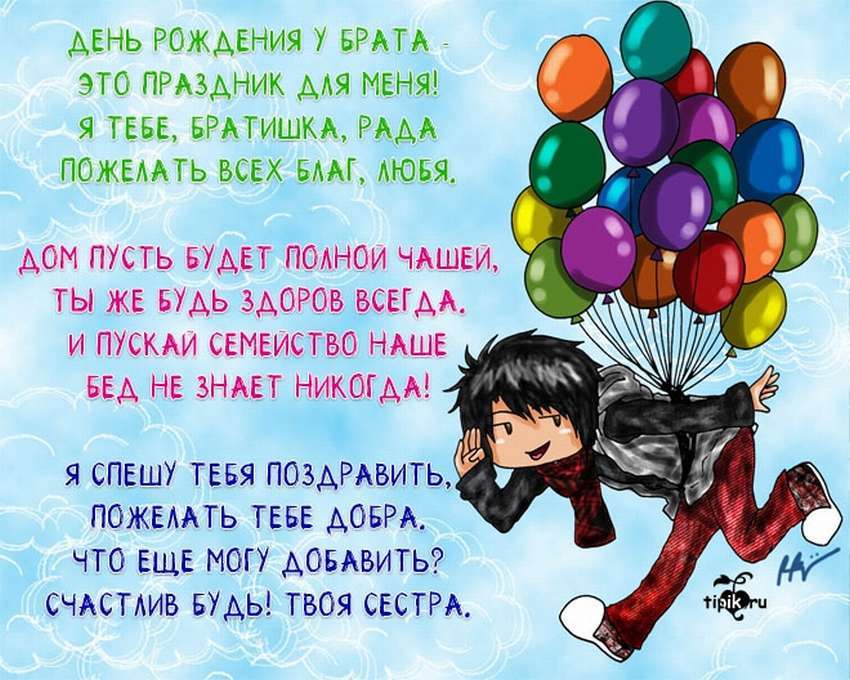 🎈Красивое поздравление С Днем рождения брату 🎁 от сестры