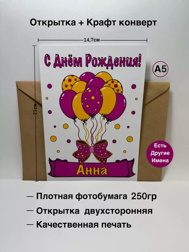 Открытка с днем рождения Анечка