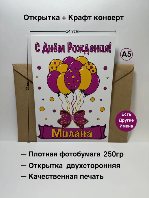 Открытки «С Днём Рождения, Милана»: 70 красивых картинок